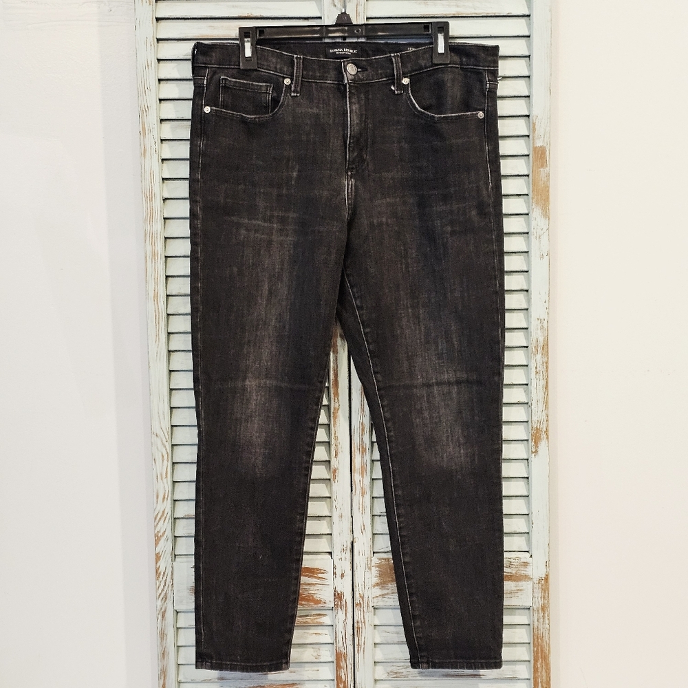 BANANA REPUBLIC PREMIUM DENIM SKINNY JEANS Womens 32 Dark Grey Ankle Stretch